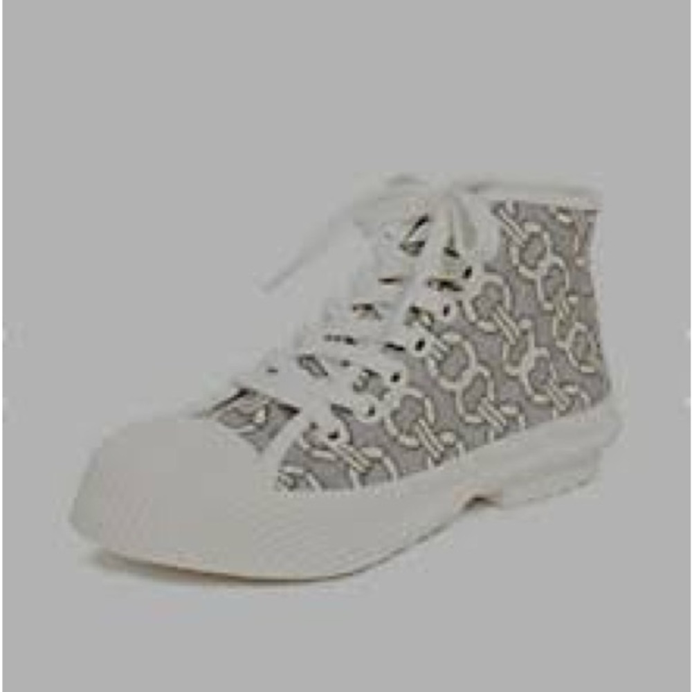 NWT Tory Burch Buddy Cap Toe Canvas Off White High Top Sneakers/Duck Shoes - Picture 13 of 13